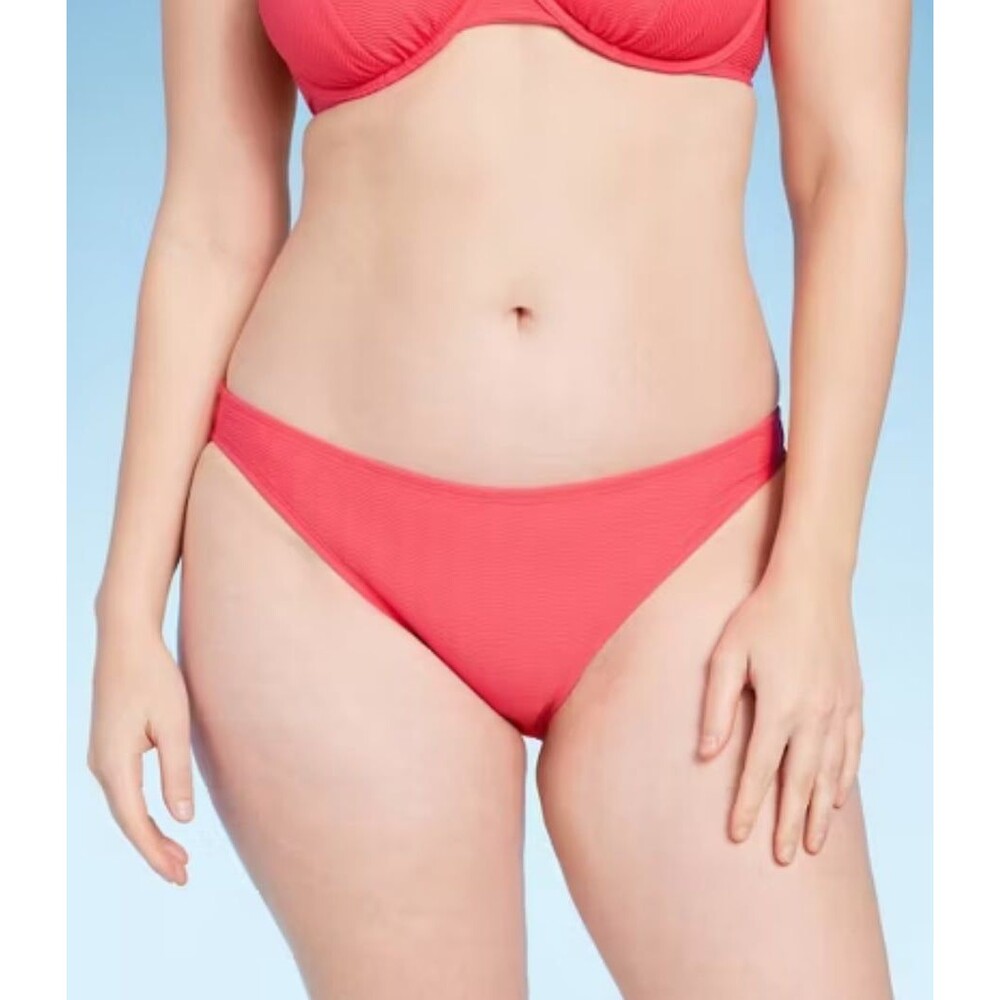 NWT Shade & Shore Neon Pink Jacquard Cheeky Bikini Bottom